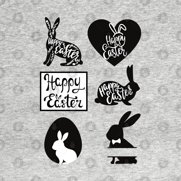 Black and white Easter stickers package by O.M design